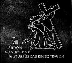 Simon von Kyrene hilft Jesus das Kreuz tragen